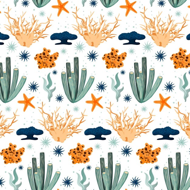 Coral pattern with different sea elements