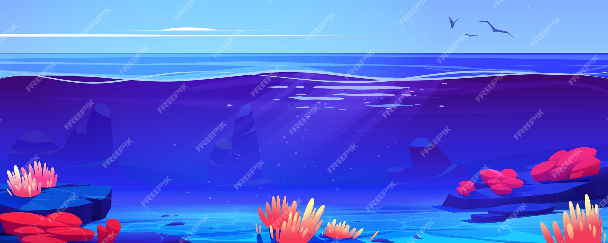 Ocean Cartoon Background Images - Free Download on Freepik