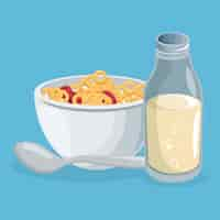 Free vector corn flakes and milk delicious food breakfast