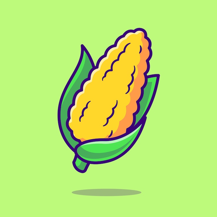 無料Vector トウモロコシ野菜漫画ベクトルアイコンイラスト食品自然アイコン概念分離プレミアムベクトル