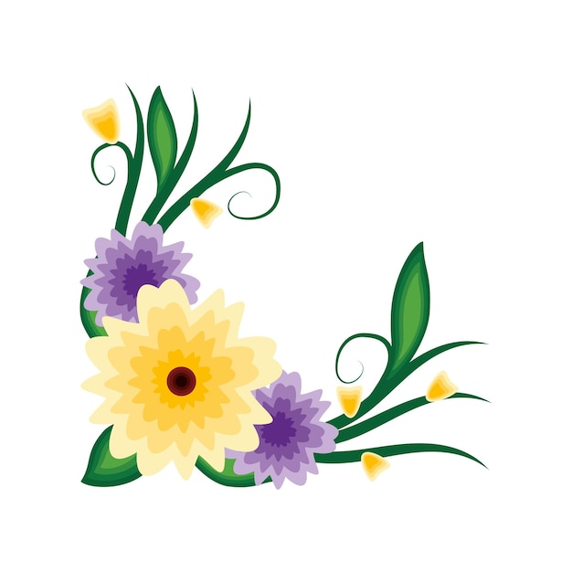 Free vector corner frame flowers branch isolated icon