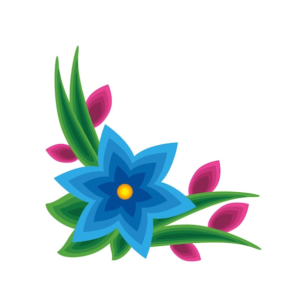 Бесплатное векторное изображение Угловые цветы листва изолированная икона