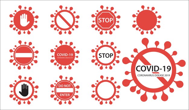 Corona Virus Знак биологической безопасности, запрещающий