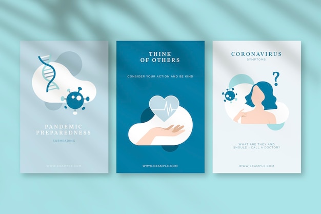 Free vector coronavirus awareness message poster set