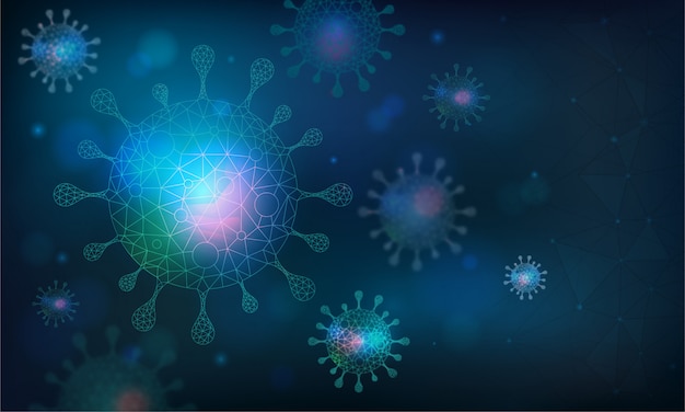 Coronavirus background in blue color tone