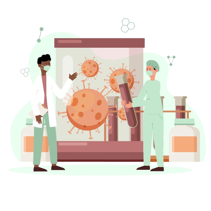 Free Vector coronavirus bacteria held prisoner for developing a vaccine