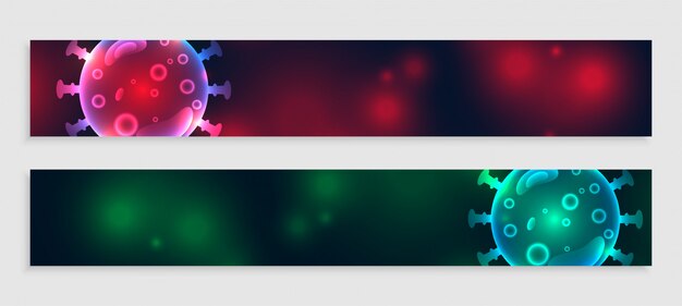 Coronavirus banners set in two color shades