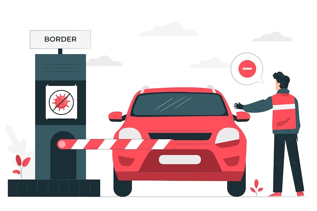 Free vector coronavirus border closure concept illustration