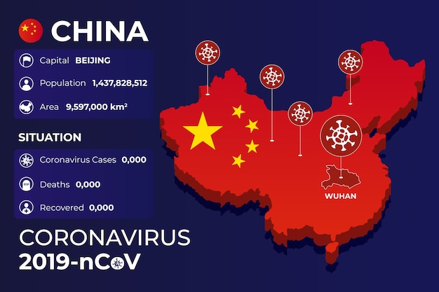 Free vector coronavirus china map infographic