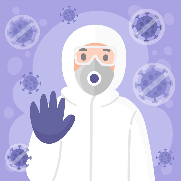 मुफ़्त वेक्टर coronavirus concept with hazmat suit