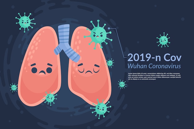病気の肺を持つコロナウイルスの概念