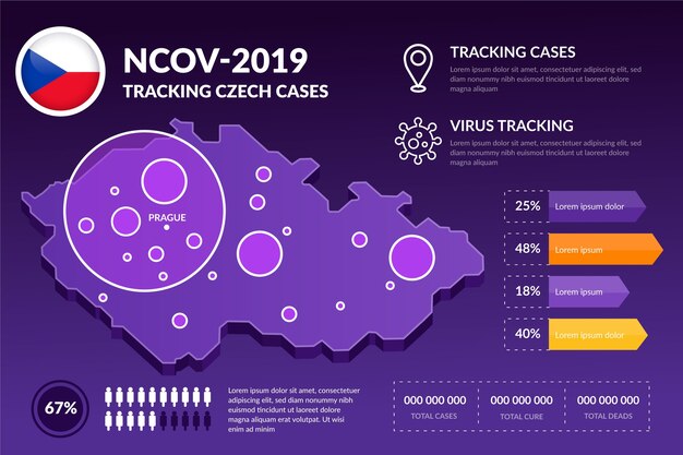 Mappa di coronavirus stile infografico