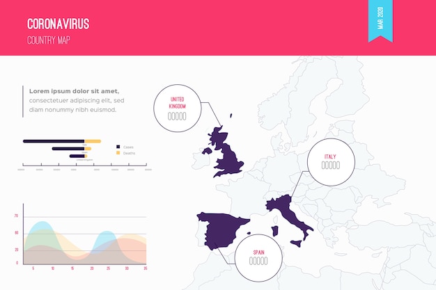 Coronavirus country map infographic