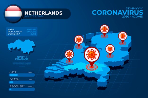 Coronavirus country map infographic