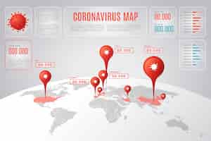 Vettore gratuito mappa di coronavirus paese infografica