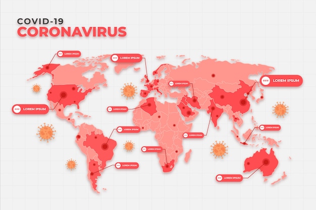 Vettore gratuito mappa di coronavirus paese infografica