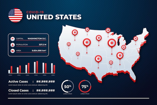 Free vector coronavirus country map infographic