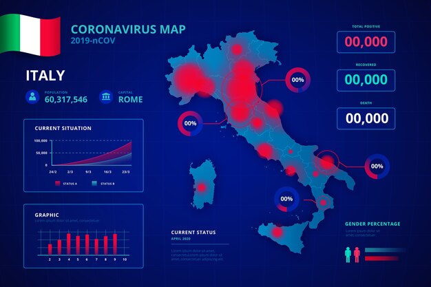 Coronavirus country map infographic