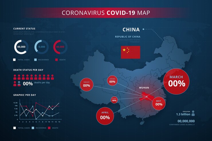 Free Vector coronavirus country map infographic
