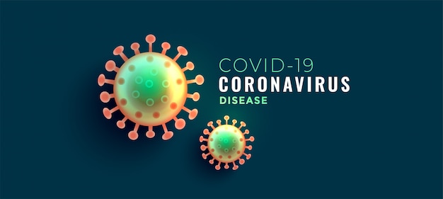 Coronavirus covid-19 disease banner with two viruses