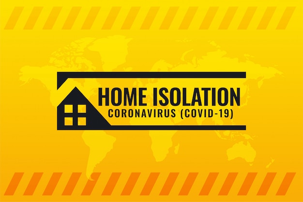 Coronavirus covid-19 home isolation symbol on yellow background