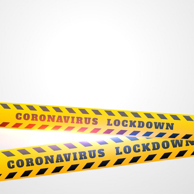 코로나 바이러스 covid-19 잠금 노란색 테이프 배경 디자인