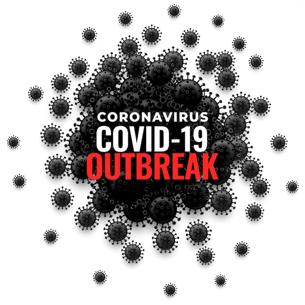 Focolaio di coronavirus covid-19 con cellule virali nere