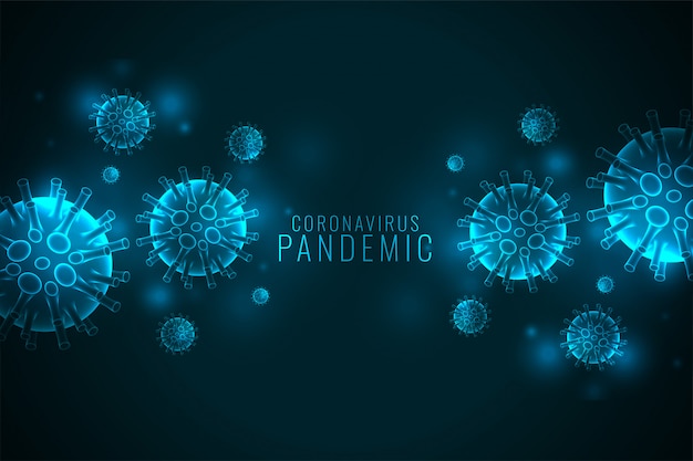 Vettore gratuito banner pandemico di coronavirus covid-19 con cellule virali