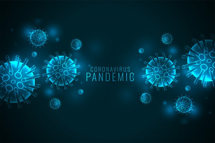 मुफ़्त वेक्टर coronavirus covid-19 pandemic banner with virus cells
