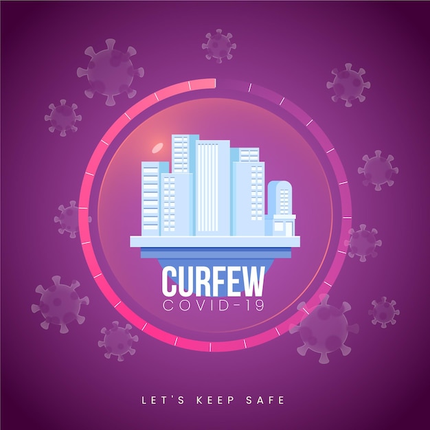 Free vector coronavirus curfew concept illustration