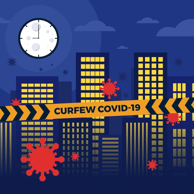 Free vector coronavirus curfew concept