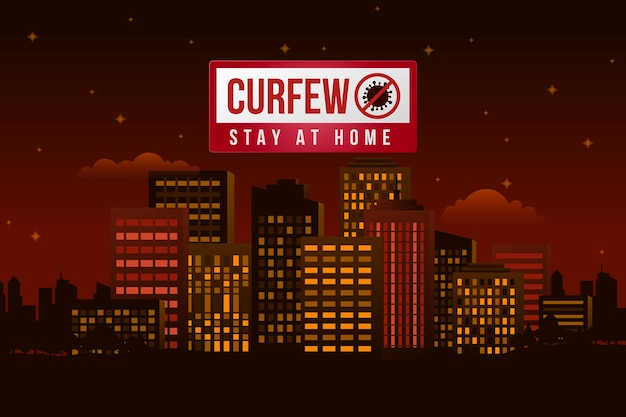 Free vector coronavirus curfew concept