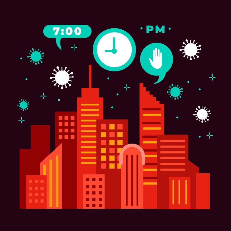 Free Vector coronavirus curfew concept