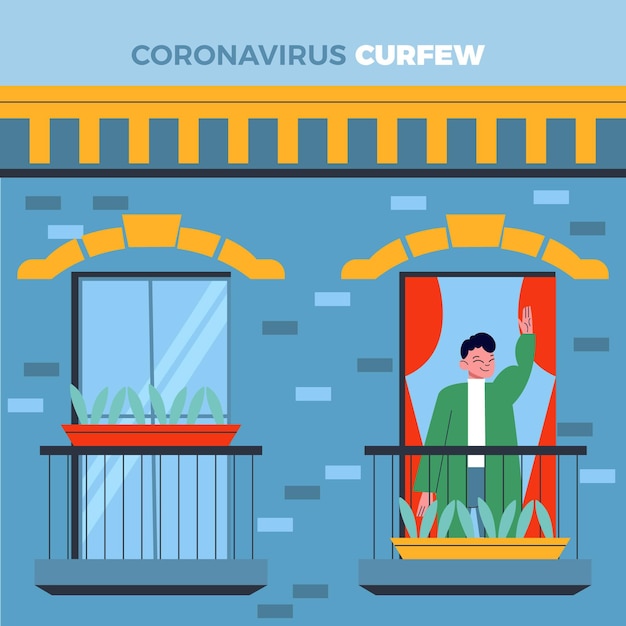 Free vector coronavirus curfew concept