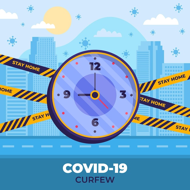 Free vector coronavirus curfew concept