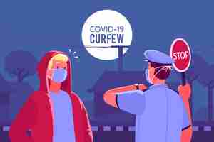 Free vector coronavirus curfew concept