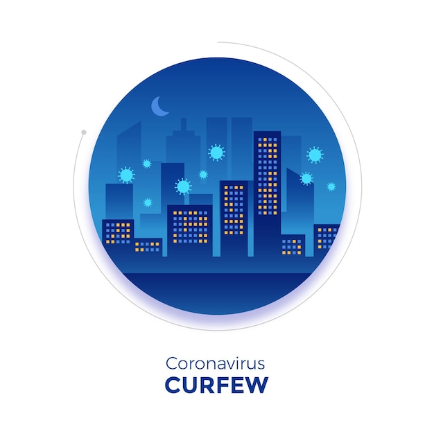 Free vector coronavirus curfew in town illustrated