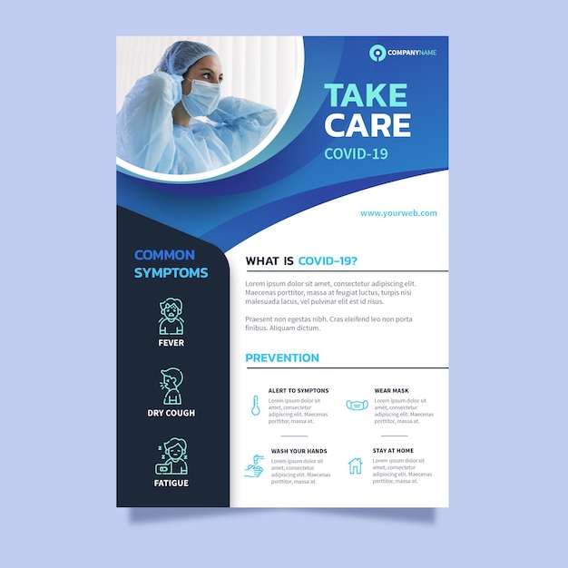 Free vector coronavirus info flyer template