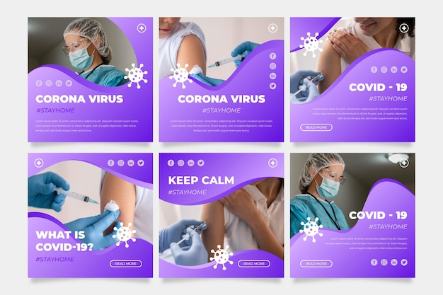 Free vector coronavirus instagram post collection