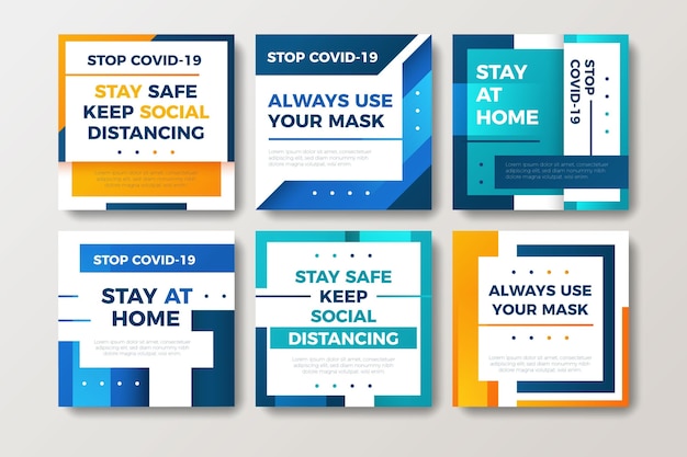 Free vector coronavirus instagram post collection