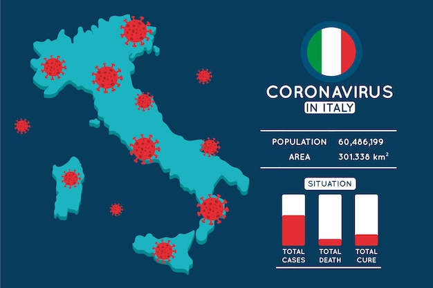 Коронавирус Италия карта страны инфографики