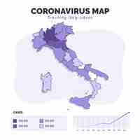 Vettore gratuito mappa di coronavirus italia infografica