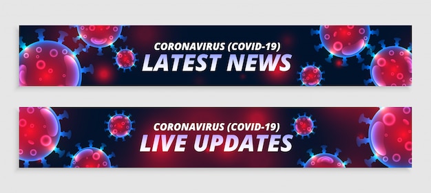 Vettore gratuito coronavirus in diretta aggiornamenti e set di banner larghi delle ultime notizie