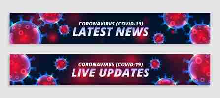 Free vector coronavirus live updates and latest news wide banners set