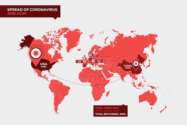 Vettore gratuito progettazione di mappe coronavirus