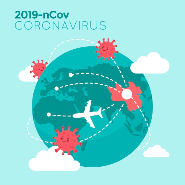 Coronavirus map illustration with planet