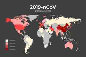 Vettore gratuito infezioni della mappa del coronavirus