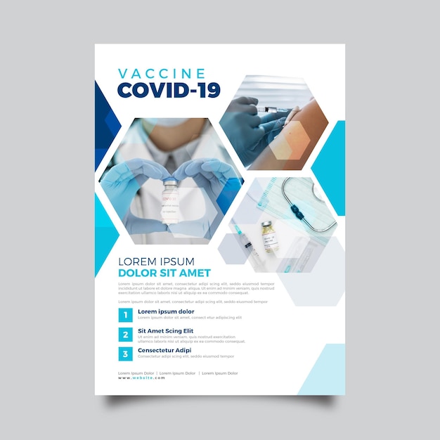 Free vector coronavirus medical products flyer template with photo