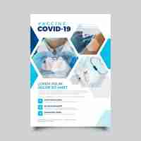 Free vector coronavirus medical products flyer template with photo