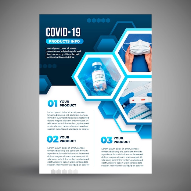 Coronavirus medical products flyer template with photo